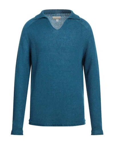 Shop 120% Lino Man Sweater Deep Jade Size L Mohair Wool, Polyamide, Linen, Cashmere, Wool In Green