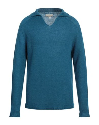 120% Lino Man Sweater Deep Teal Size L Mohair Wool, Polyamide, Linen, Cashmere, Wool In Green