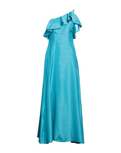 Shop Siste's Woman Maxi Dress Azure Size L Polyester In Blue