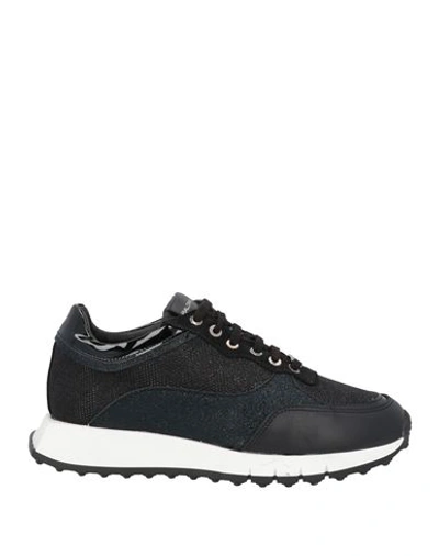 Baldinini Woman Sneakers Black Size 8 Leather, Textile Fibers In Black