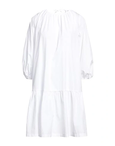 Shop European Culture Woman Mini Dress White Size Xl Cotton