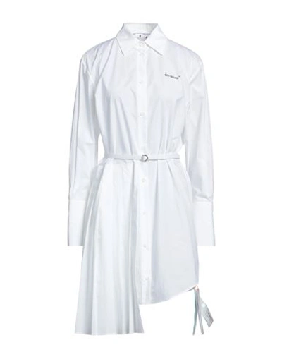 Shop Off-white Woman Mini Dress White Size 4 Cotton