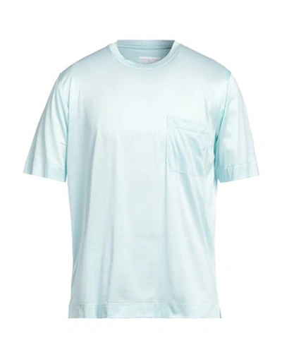 Shop Daniele Fiesoli Man T-shirt Turquoise Size S Cotton In Blue