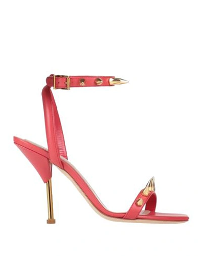 Shop Alexander Mcqueen Woman Sandals Red Size 8 Calfskin