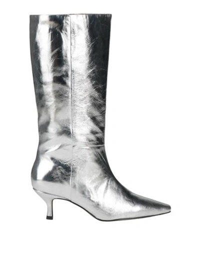 Shop Bibi Lou Woman Boot Silver Size 6 Soft Leather