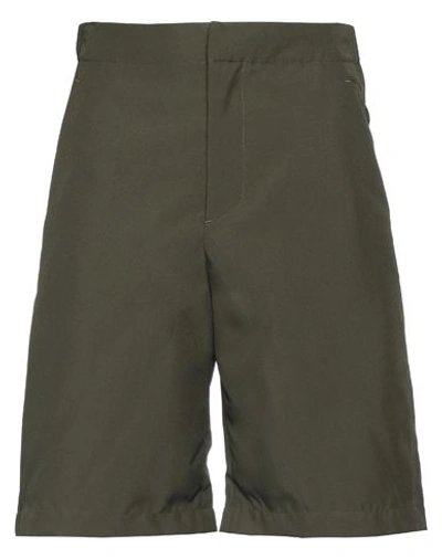 Shop Oamc Man Shorts & Bermuda Shorts Dark Green Size M Polyester