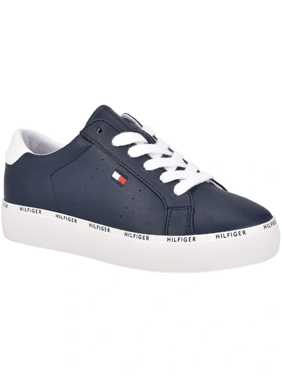 Shop Tommy Hilfiger Tw Henissly Womens Leather Casual Casual And Fashion Sneakers In Blue