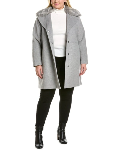Shop Kenneth Cole New York Wool-blend Coat In Grey