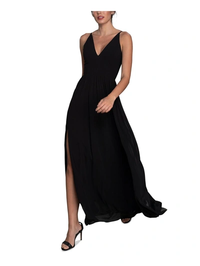 Shop Dress The Population Felicia Womens V-neck Fit & Flare Midi Dress In Black