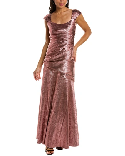 Shop Theia Santana Silk-blend Gown In Pink