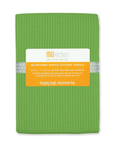Mu Kitchen 17-inch X 25-inch Waffle Microfiber Dishtowel, Set Of 2