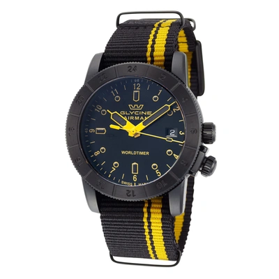 Shop Glycine Men's Airman Worldtimer 42mm Quartz Watch In Black
