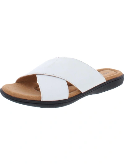 Shop Array Shoreline Womens Patent Leather Slides Flat Sandals In White
