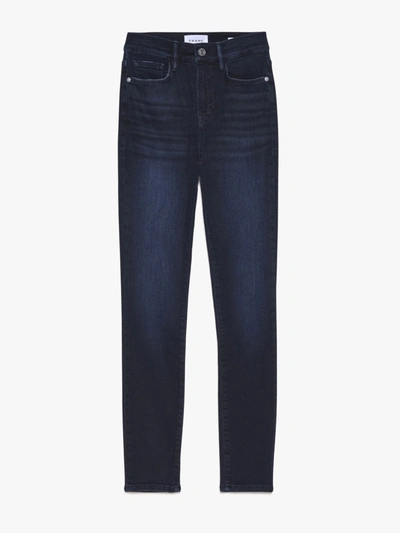 Shop Frame Le High Skinny Jeans Onyx Indigo Denim In Blue
