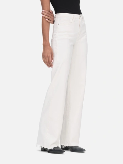 Shop Frame Le Jane Wide Leg Raw Fray Jeans Au Natural Clean Denim In White