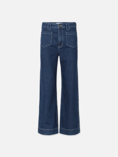 Shop Frame Utility Relaxed Straight Jeans In Blue