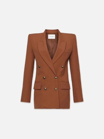 Shop Frame Double Breasted Slim Blazer In Brown