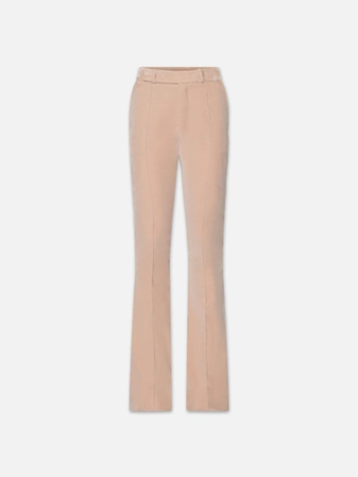 Shop Frame The Slim Stacked Velvet Trouser Pants Blush Cotton In Pink