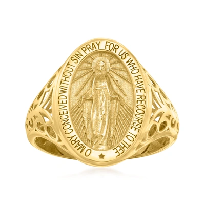 Shop Ross-simons Italian 14kt Yellow Gold Miraculous Medal Signet Ring