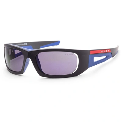 Shop Prada Men's Ps-02ys-16g05u Linea Rossa 59mm Matte Black/blue Sunglasses