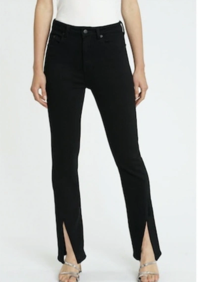 Pistola Teagan High Rise Vented Straight Jean In Dark Vinyl In Black