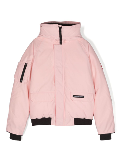 Shop Canada Goose Pink Logo-patch Padded Jacket