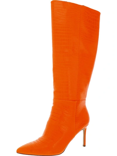 Shop Madden Girl Chantelle Womens Faux Leather Embossed Over-the-knee Boots In Orange