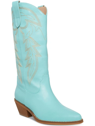 Shop Madden Girl Redford Womens Faux Leather Knee-high Cowboy, Western Boots In Blue