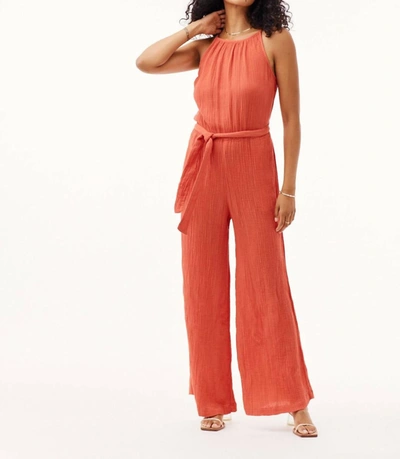 Shop Bella Dahl Smocked Back Cami Jumpsuit In Papaya Red In Multi