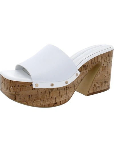 Shop Franco Sarto Damara Womens Leather Slip On Platform Sandals In White