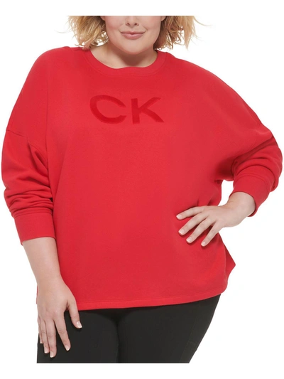 Shop Calvin Klein Performance Plus Womens Crewneck Fitness Sweatshirt In Red