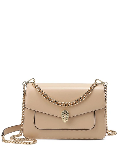 Shop Tiffany & Fred Smooth Leather Fold-over Shoulder Bag In Beige