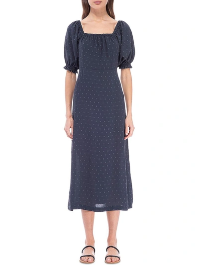 Shop B Collection By Bobeau Womens Clip Dot Long Midi Dress In Blue