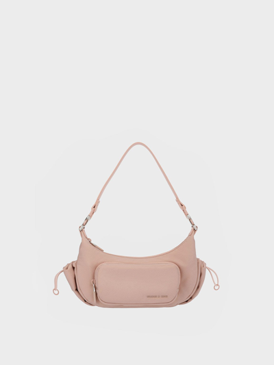 Shop Charles & Keith Soleil Nylon Shoulder Bag In Pink