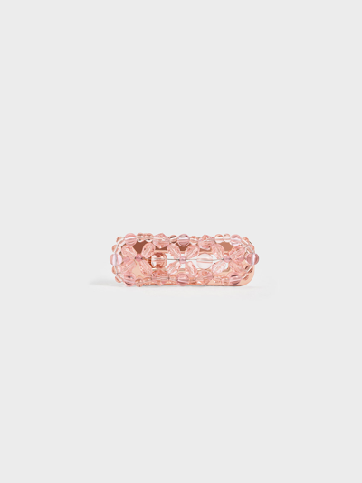Shop Charles & Keith Luxem Beaded Hair Clip In Rose Gold