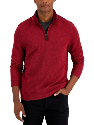 Shop Club Room Birdeye Mens 1/4 Zip Office Pullover Sweater In Red