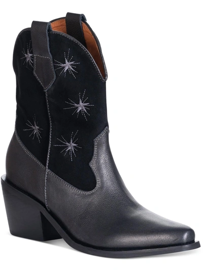 Shop Silvia Cobos Galaxy Stars Womens Leather Pull On Booties In Black