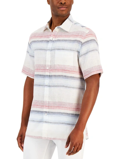 Shop Club Room Darren Mens Linen Short Sleeve Button-down Shirt In Multi