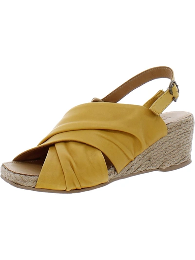Shop Bueno Jasmin Womens Leather Criss-cross Slingback Sandals In Yellow