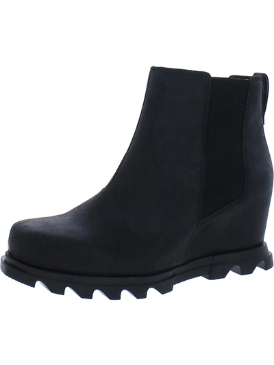 Shop Sorel Joan Of Arctic Womens Leather Pull On Chelsea Boots In Black
