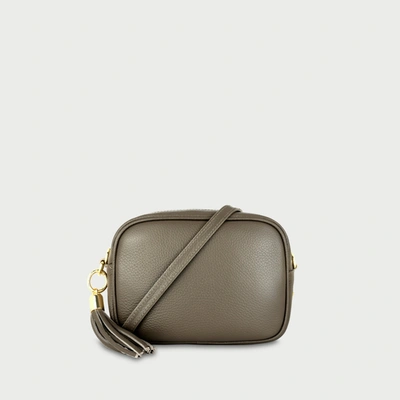 Shop Apatchy London Latte Leather Crossbody Bag In Grey