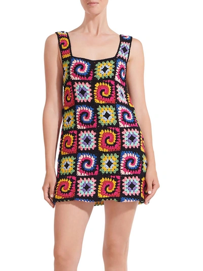 Shop Staud Womens Crochet Short Mini Dress In Multi