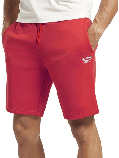 Shop Reebok Identity Mens Running Workout Shorts In Red