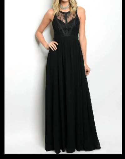 Maniju Lace Lattice Maxi Dress In Black In Black