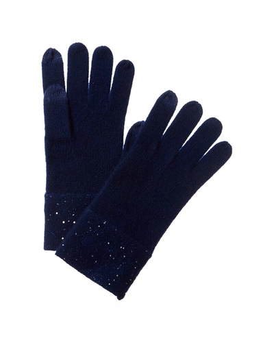 Shop Sofiacashmere Sequin Cashmere Gloves In Blue