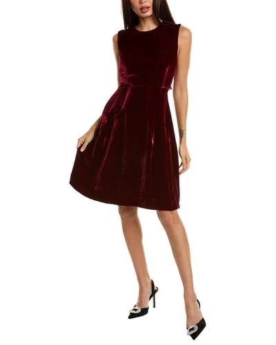 Shop Oscar De La Renta Velvet Silk-blend A-line Dress In Red