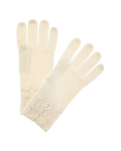 Shop Forte Cashmere Pearl Cashmere Gloves In Beige