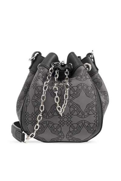 Shop Vivienne Westwood Cirissy Logo Printed Small Bucket Bag In Black