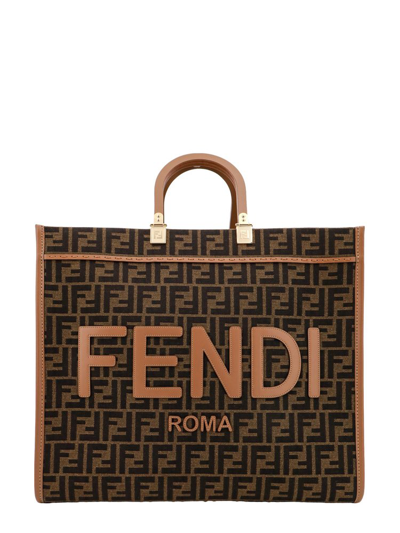 Shop Fendi Ff Jacquard Sunshine Large Shopper Bag In Brown