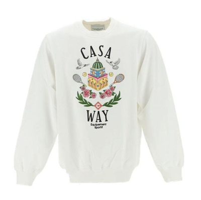 Shop Casablanca Casa Way Crewneck Sweatshirt In White